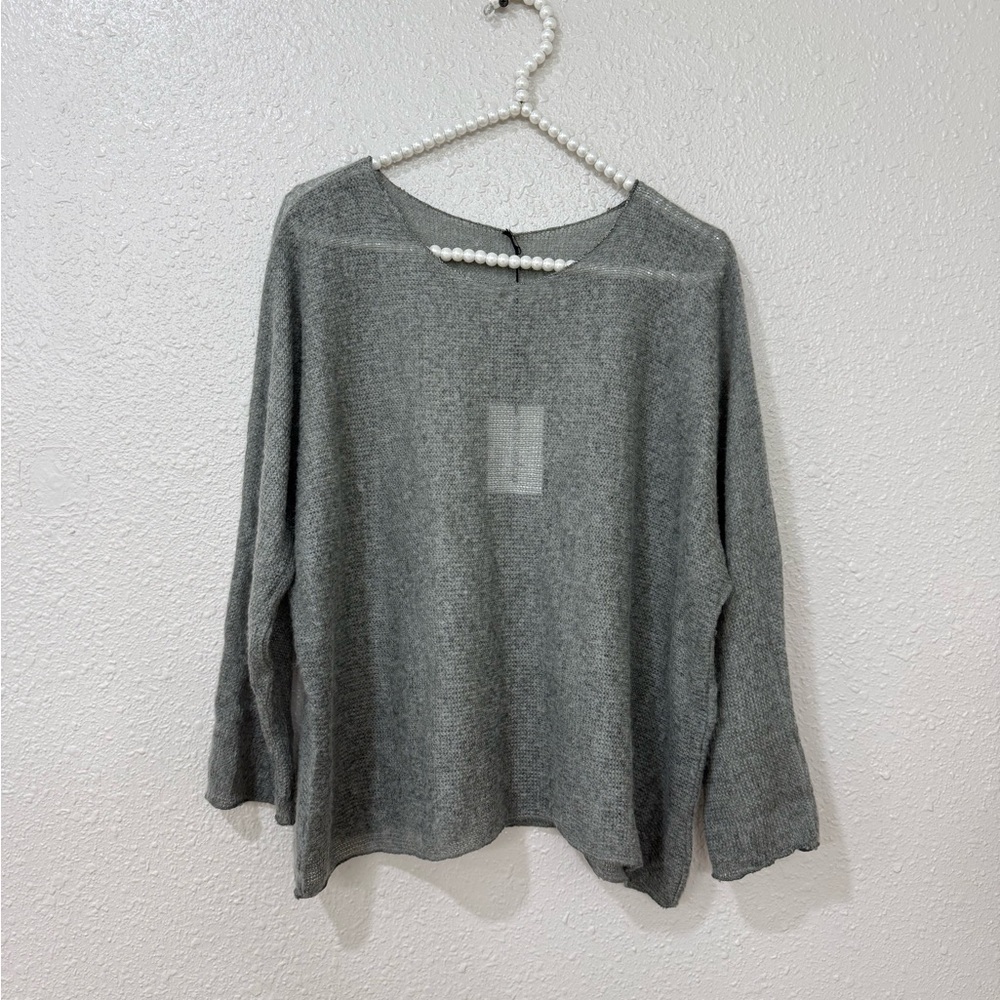 Nina Kendosa Paris Sheer Mohair Blend Sweater Lightweight Made In Italy NWT S-M